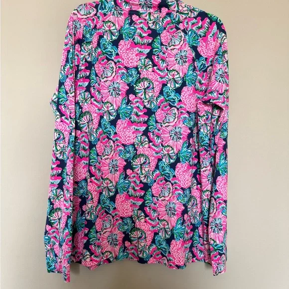 Lilly Pulitzer Turquoise Trim Floral Tunic - Pink, Navy & Teal - Picture 5 of 5